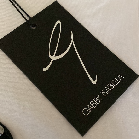 NWT GABBY ISABELLA “Girls Can Do Anything” Top with Black Lace Layer & Studs M - Picture 14 of 16